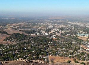 A view of the city from above.