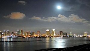 A full moon over the city of san diego.